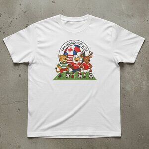 2026 World Cup Graphic T-Shirt USA Canada Mexico Mascot Soccer Fan Tee Cute Cart